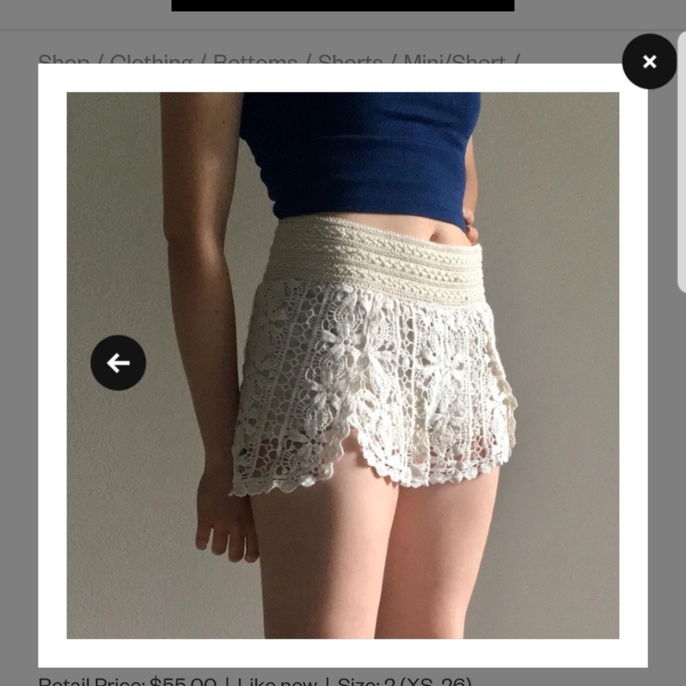 Topshop Crocheted Boho Gypsy Surfer Shorts - Picture 3 of 9